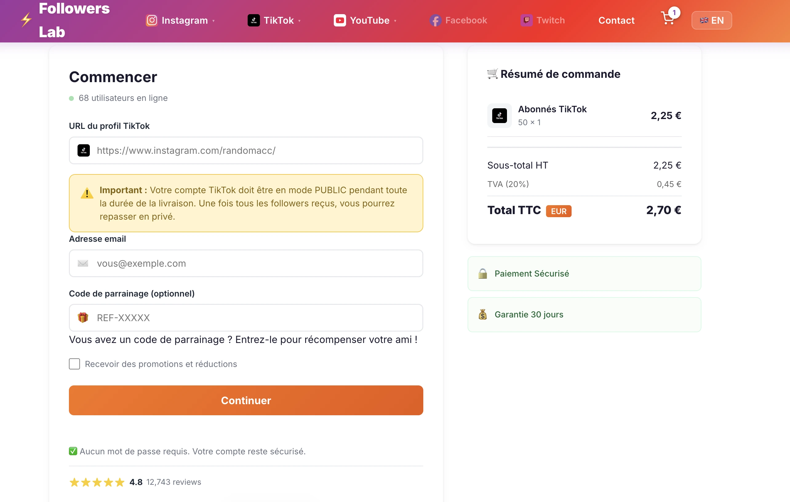 How to buy TikTok followers on Followers-Lab